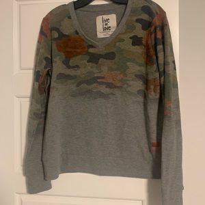 Grey & Camo V-Neck Sweater